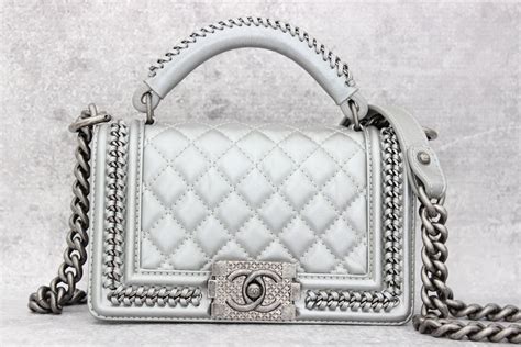 chanel patent metallic small boy bag|Small boy chanel handbag, Calfskin & silver.